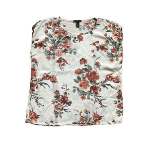 Forever 21 Floral Rose Cap Sleeve Top Blouse Size M